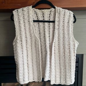 Vintage Crochet Open Vest in cream off-white